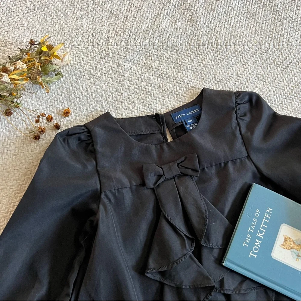 Ralph Lauren Black Bow Front Blouse 18m